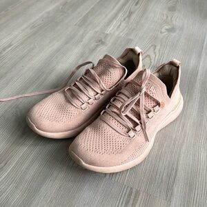 APL | Pink Techloom Breeze Lace Tie Perforated Knit Running Training Sneakers, 6